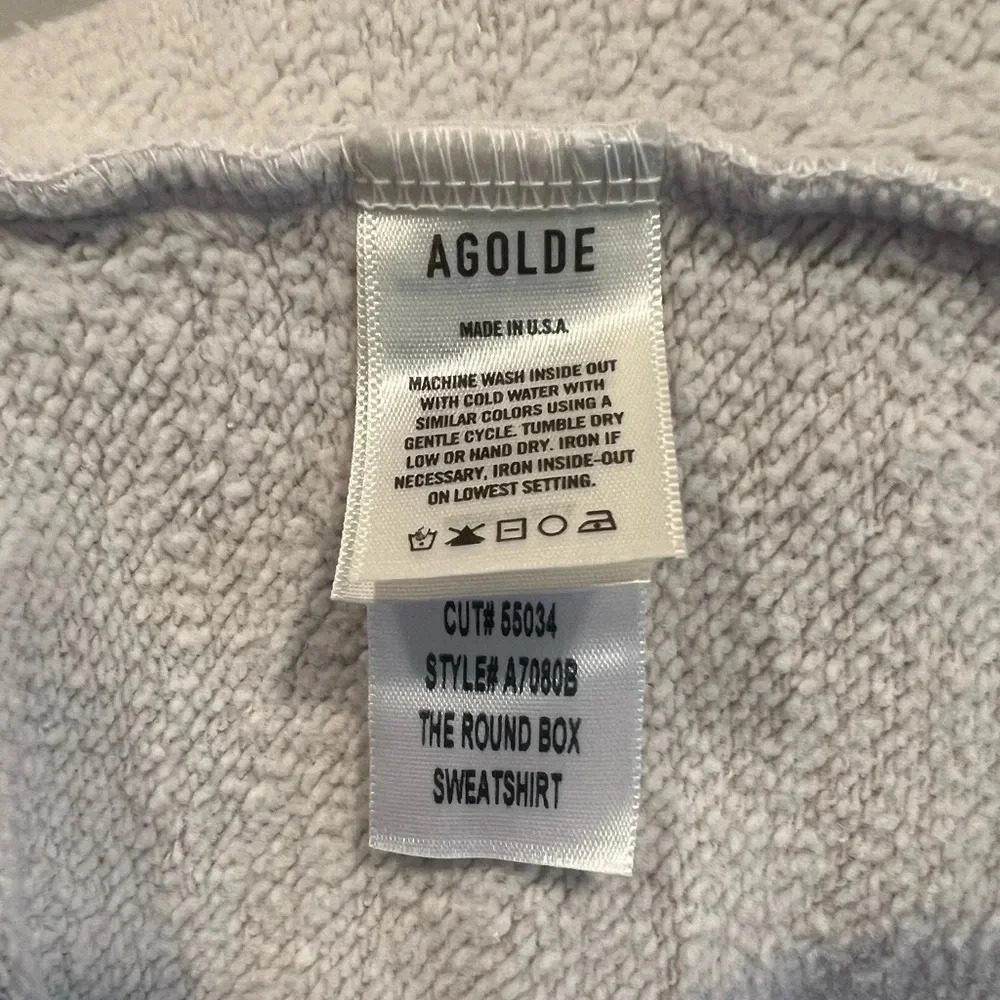 AGOLDE - Sweatshirt Washed French Terry Cotton Boxy Light Grey Puff Shoulders S - Picture 8 of 9